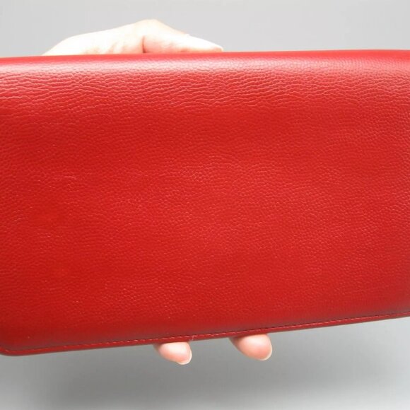 Vintage Chanel Red Caviar Leather Long Bag Wallet - Picture 5 of 16